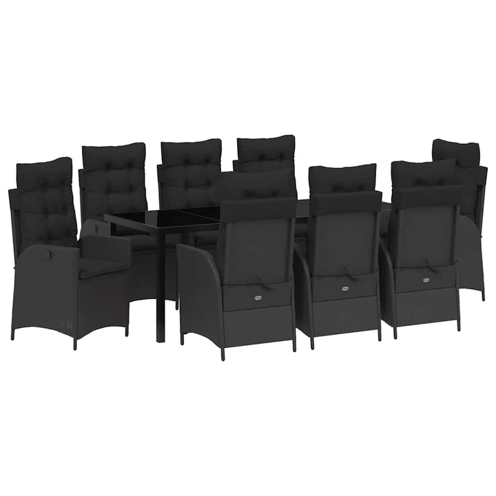 Have Spisebordssæt med pude 9 pcs Sort polyrattan
