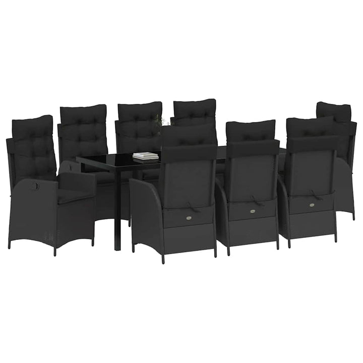 Have Spisebordssæt med pude 9 pcs Sort polyrattan
