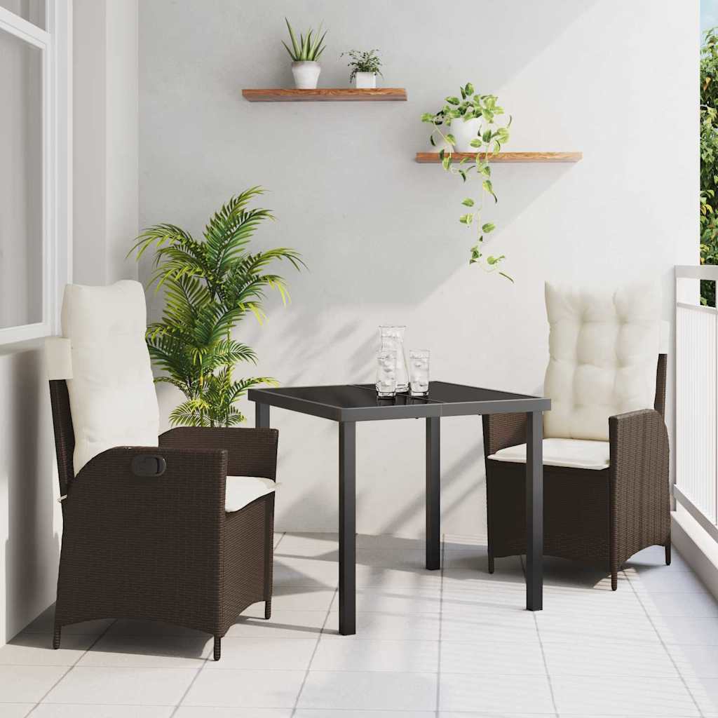 Have Spisebordssæt med pude 3 pcs Brun polyrattan