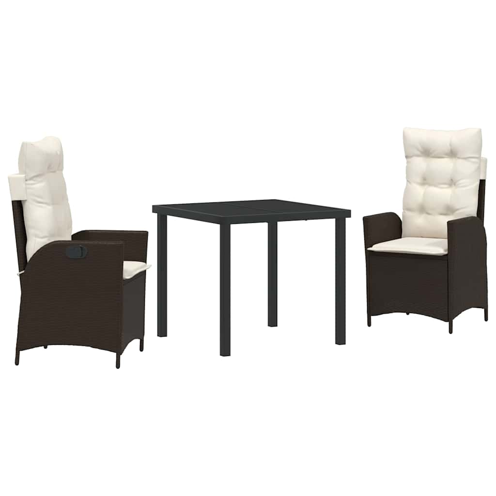 Have Spisebordssæt med pude 3 pcs Brun polyrattan