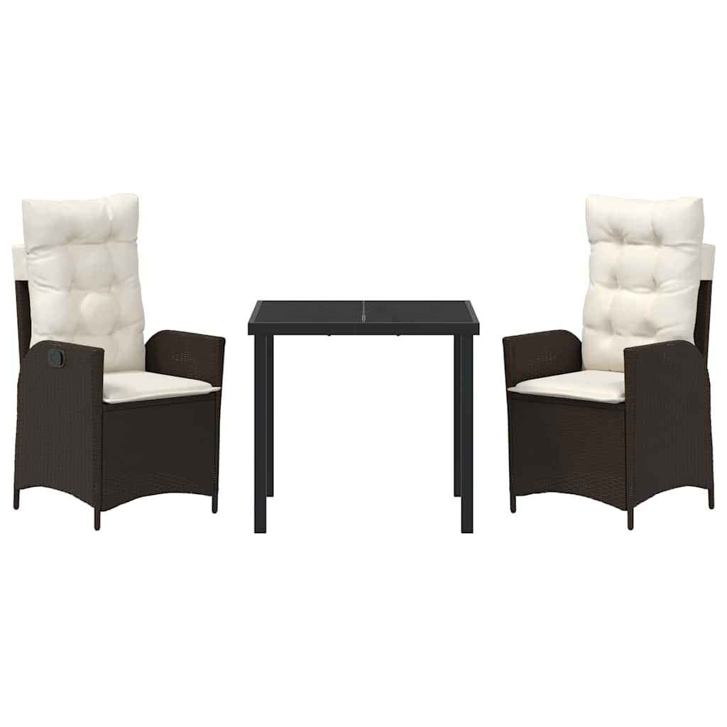 Have Spisebordssæt med pude 3 pcs Brun polyrattan