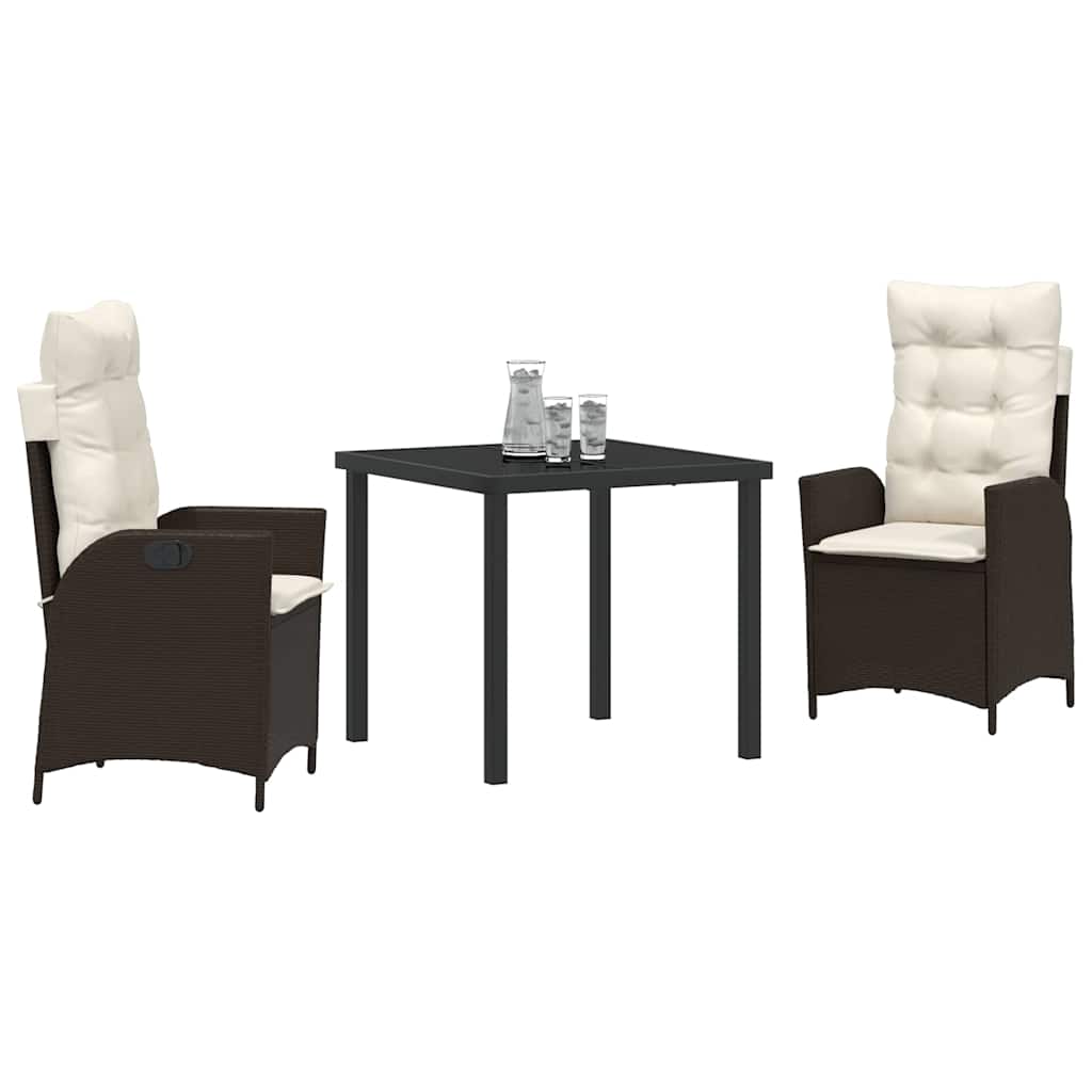 Have Spisebordssæt med pude 3 pcs Brun polyrattan