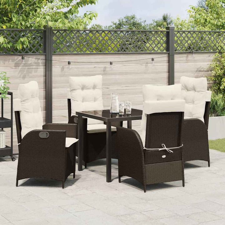 Have Spisebordssæt med pude 5 pcs Brun polyrattan