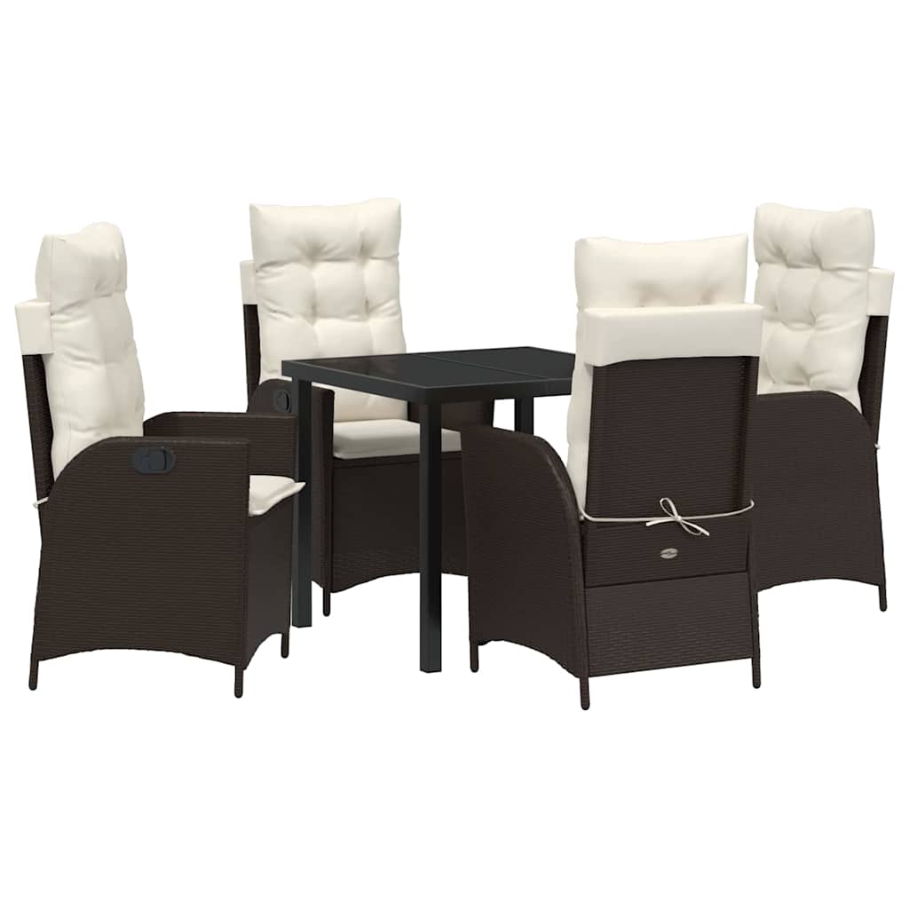 Have Spisebordssæt med pude 5 pcs Brun polyrattan