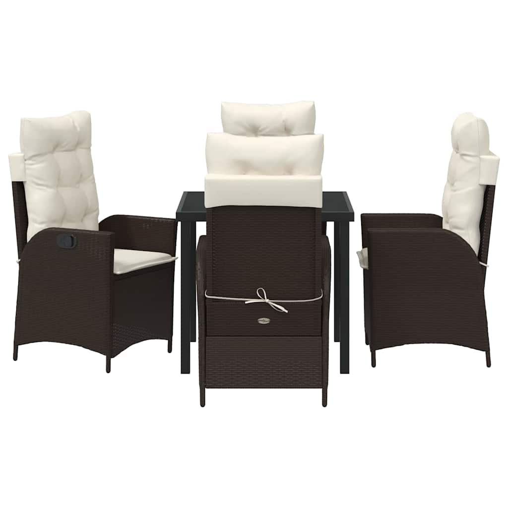 Have Spisebordssæt med pude 5 pcs Brun polyrattan