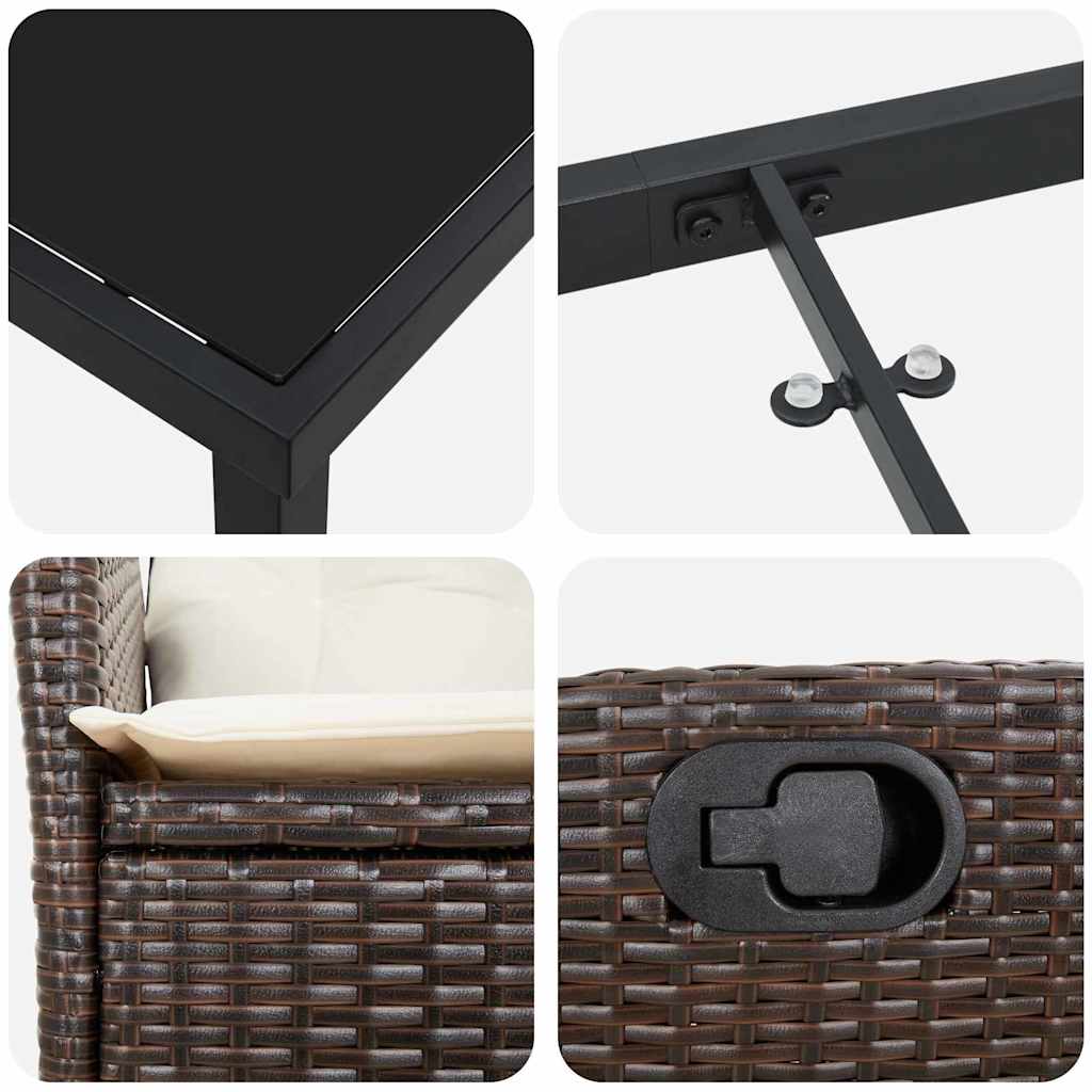 Have Spisebordssæt med pude 5 pcs Brun polyrattan