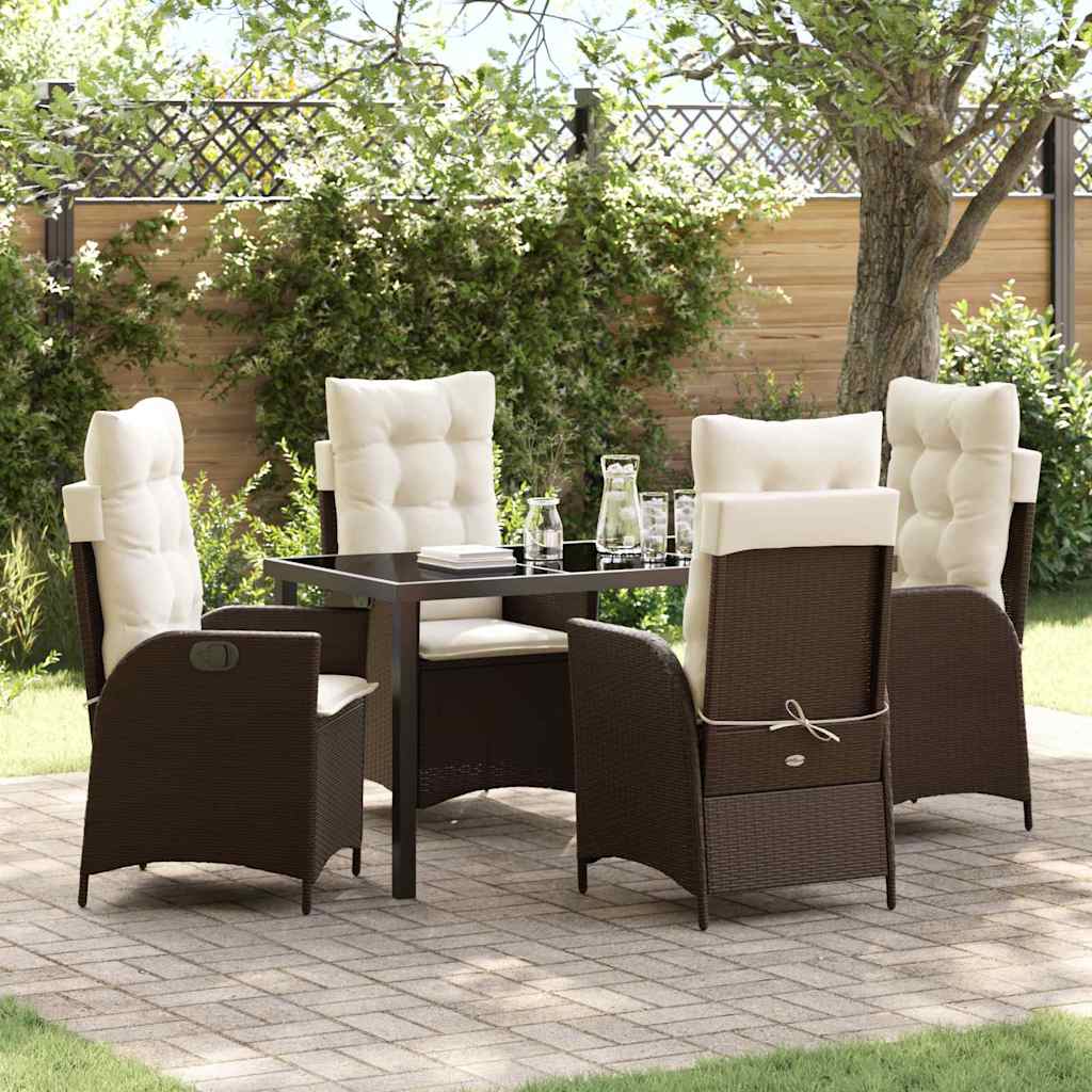 Have Spisebordssæt med pude 5 pcs Brun polyrattan
