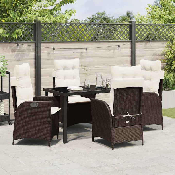 Have Spisebordssæt med pude 5 pcs Brun polyrattan