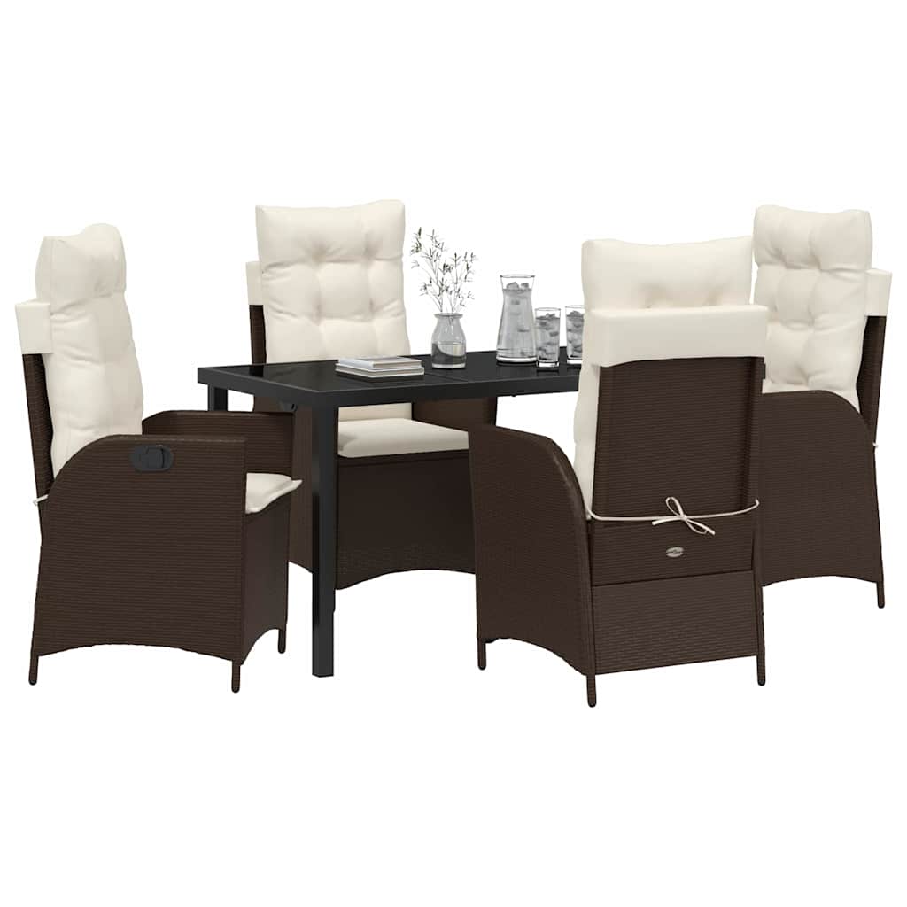 Have Spisebordssæt med pude 5 pcs Brun polyrattan