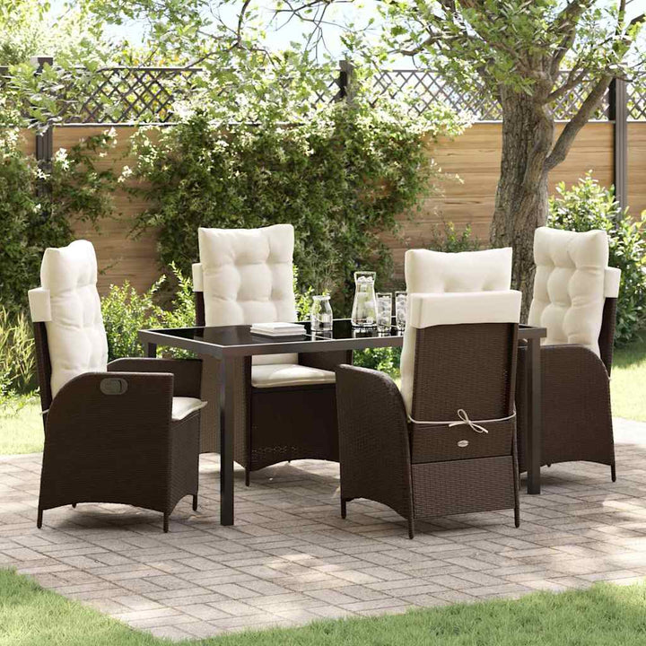 Have Spisebordssæt med pude 5 pcs Brun polyrattan