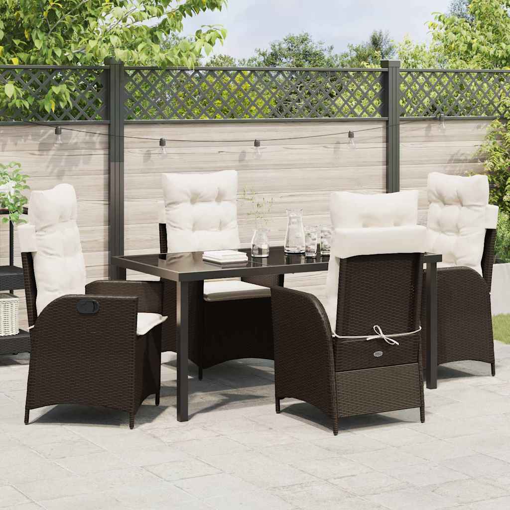 Have Spisebordssæt med pude 5 pcs Brun polyrattan