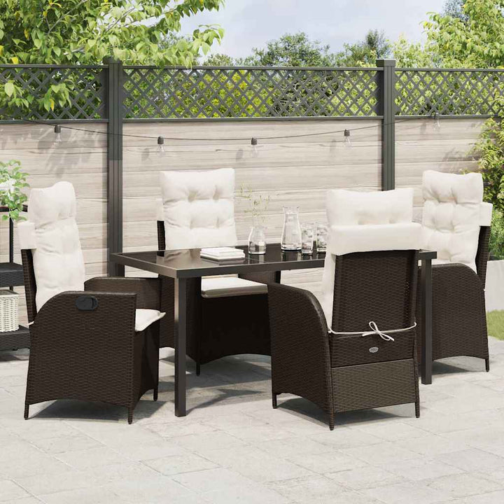 Have Spisebordssæt med pude 5 pcs Brun polyrattan