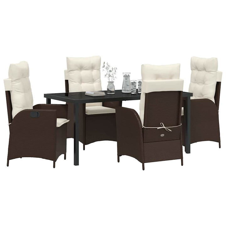 Have Spisebordssæt med pude 5 pcs Brun polyrattan