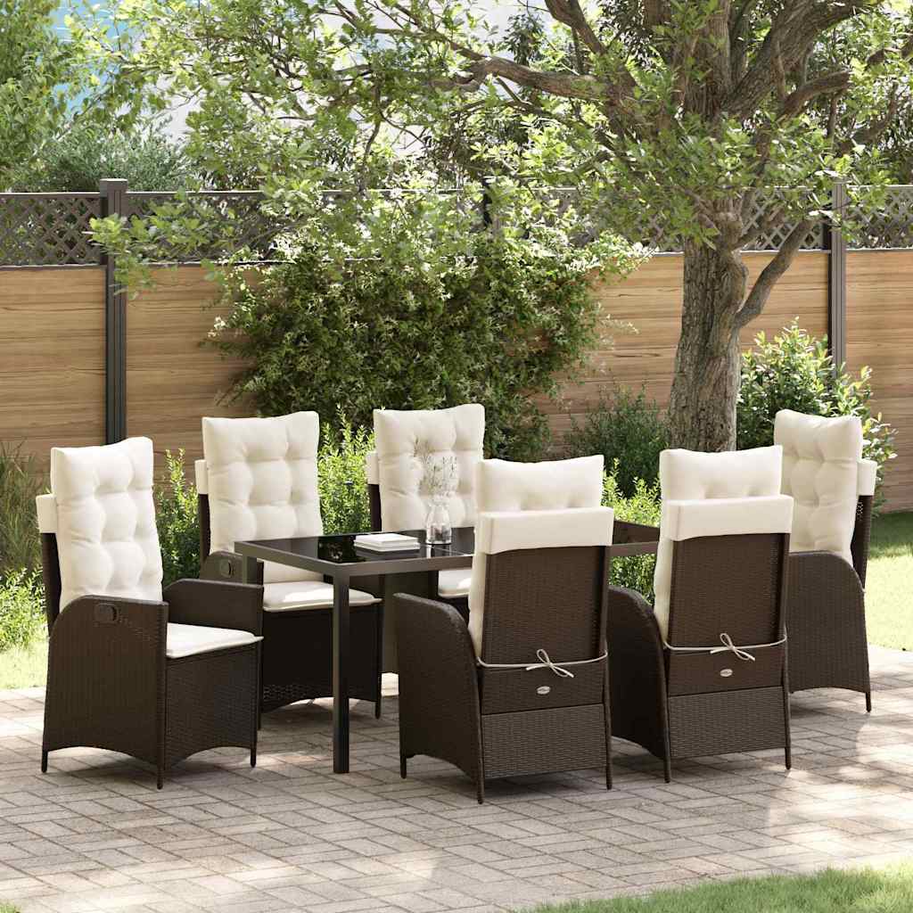 Have Spisebordssæt med pude 7 pcs Brun polyrattan