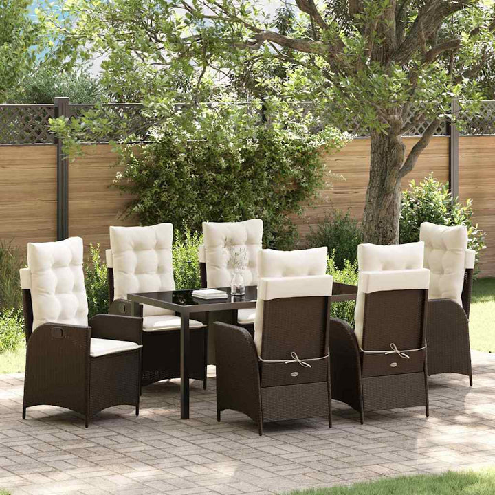 Have Spisebordssæt med pude 7 pcs Brun polyrattan