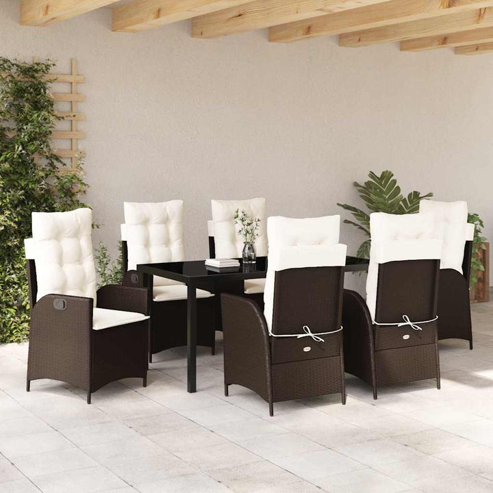 Have Spisebordssæt med pude 7 pcs Brun polyrattan