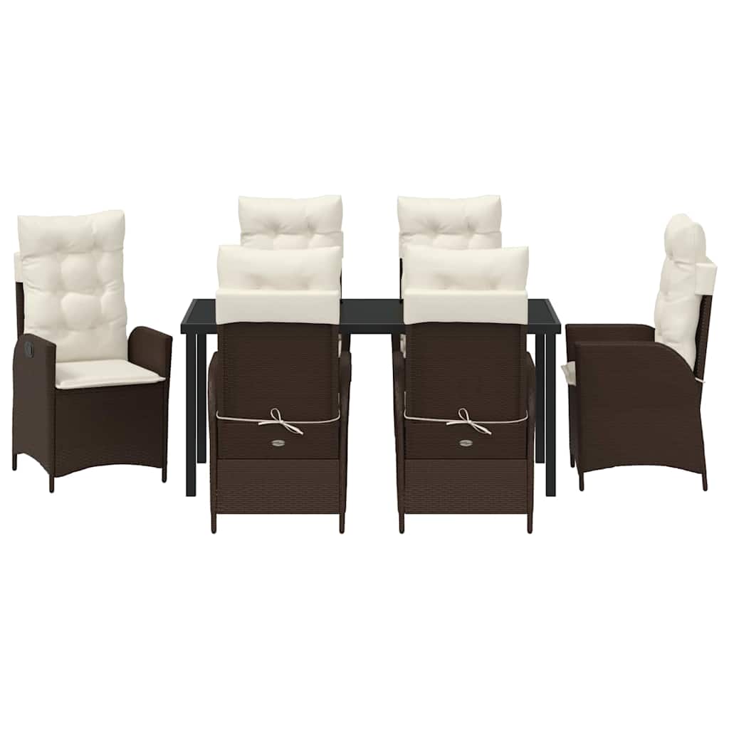Have Spisebordssæt med pude 7 pcs Brun polyrattan