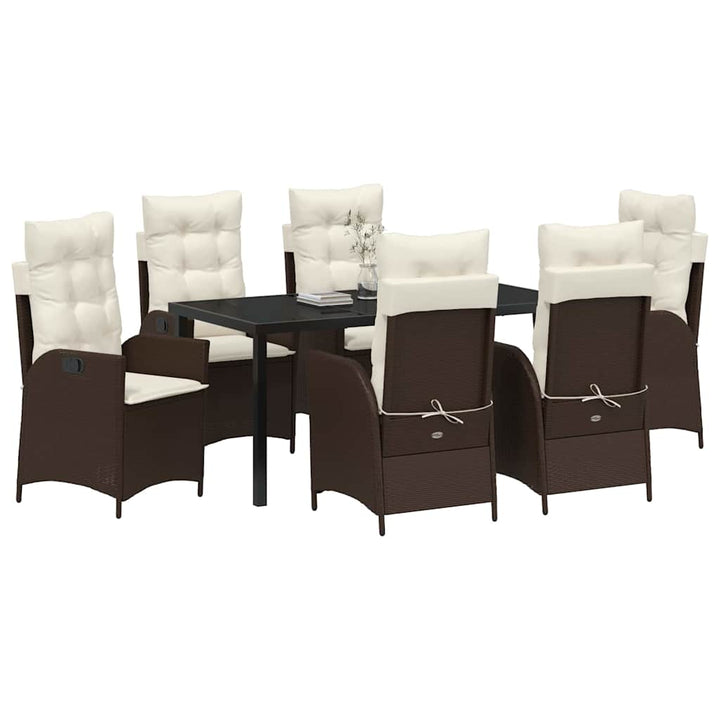 Have Spisebordssæt med pude 7 pcs Brun polyrattan
