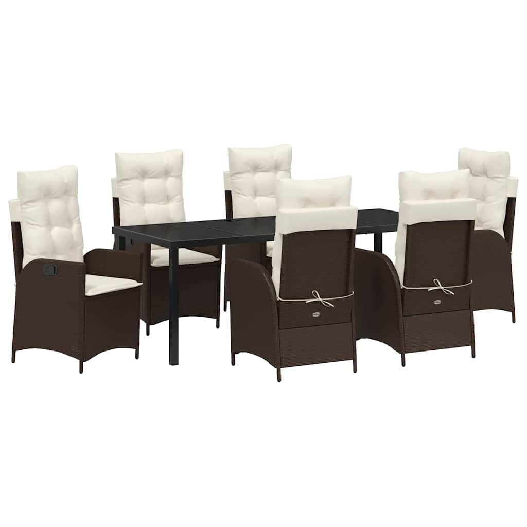Have Spisebordssæt med pude 7 pcs Brun polyrattan