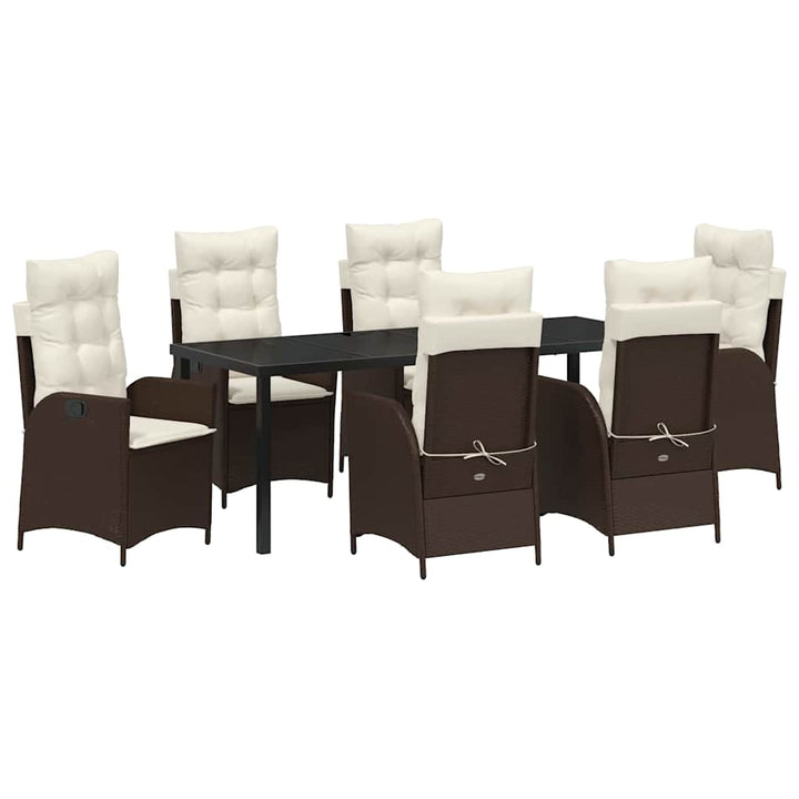 Have Spisebordssæt med pude 7 pcs Brun polyrattan