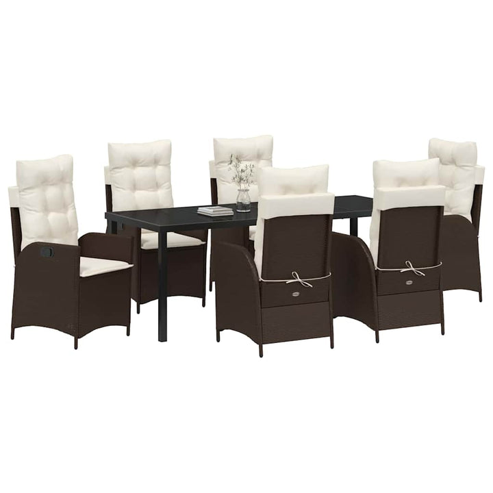 Have Spisebordssæt med pude 7 pcs Brun polyrattan