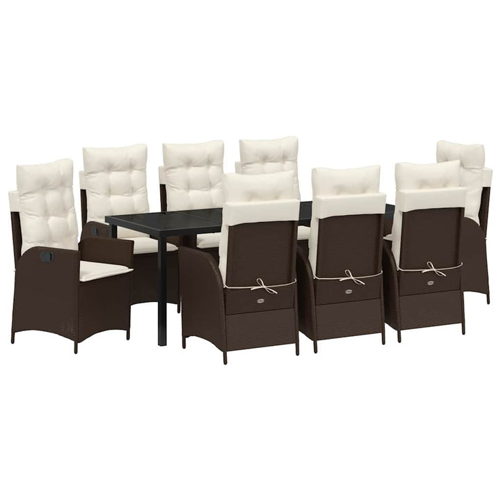 Have Spisebordssæt med pude 9 pcs Brun polyrattan