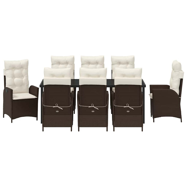Have Spisebordssæt med pude 9 pcs Brun polyrattan