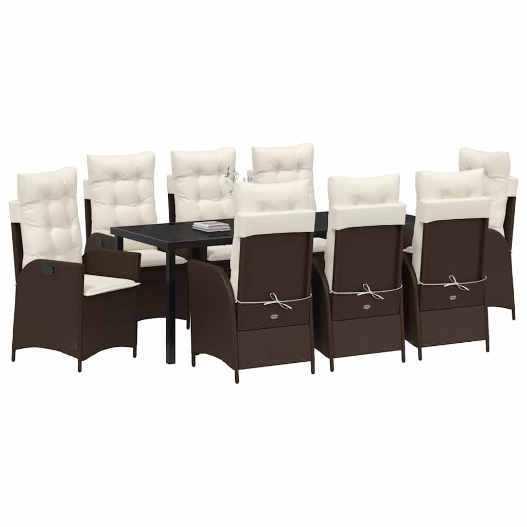 Have Spisebordssæt med pude 9 pcs Brun polyrattan
