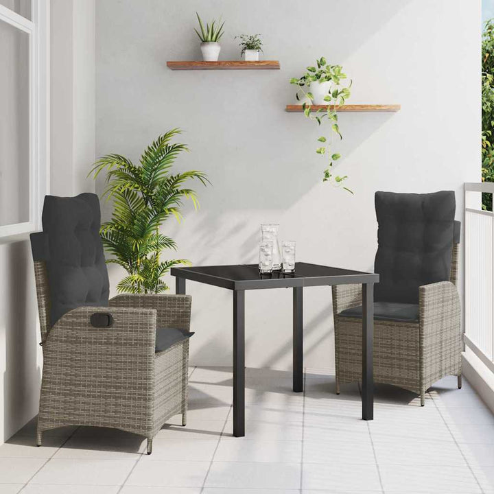 Have Spisebordssæt med pude 3 pcs Grå polyrattan