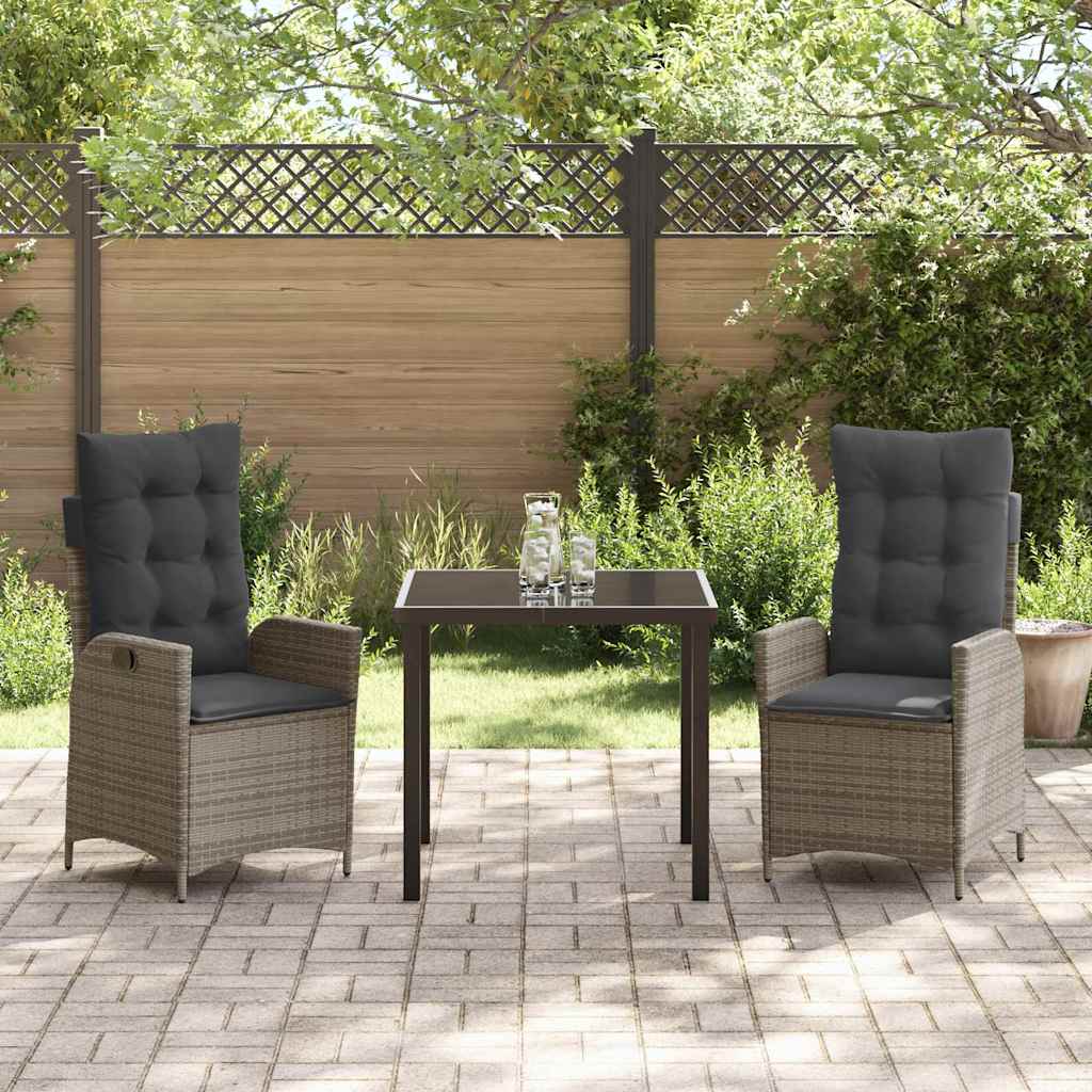 Have Spisebordssæt med pude 3 pcs Grå polyrattan