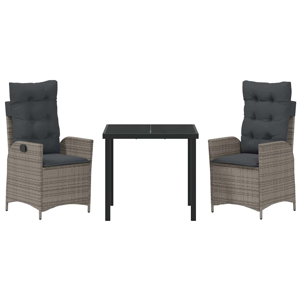 Have Spisebordssæt med pude 3 pcs Grå polyrattan