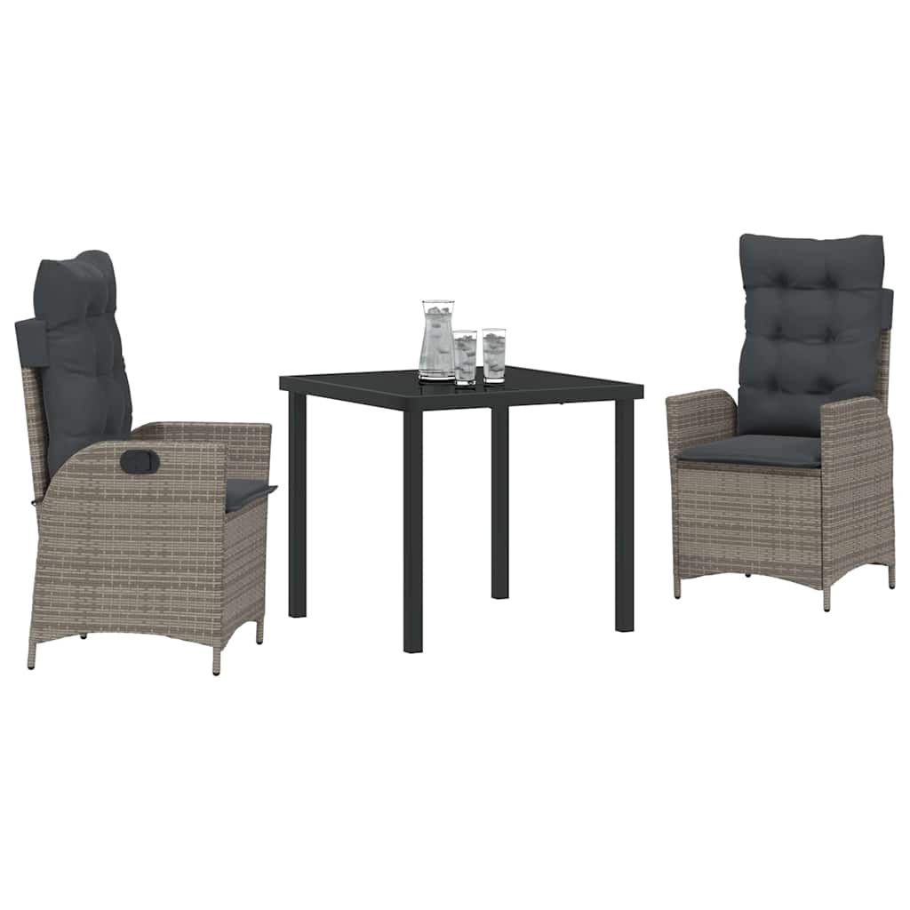 Have Spisebordssæt med pude 3 pcs Grå polyrattan