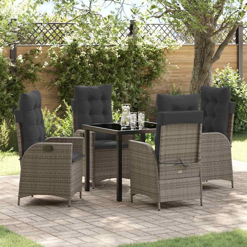 Have Spisebordssæt med pude 5 pcs Grå polyrattan