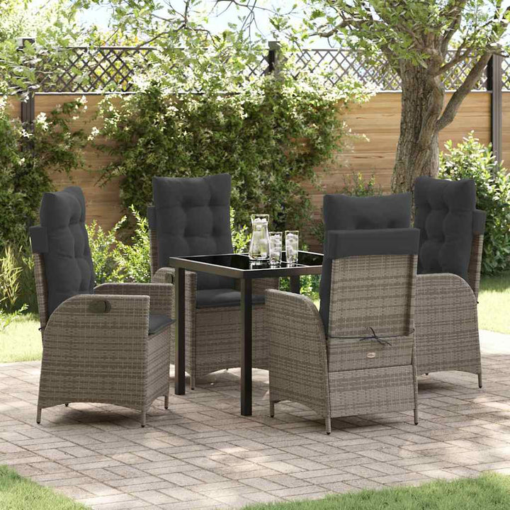 Have Spisebordssæt med pude 5 pcs Grå polyrattan