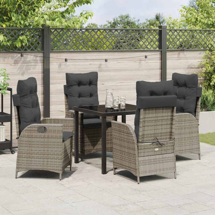 Have Spisebordssæt med pude 5 pcs Grå polyrattan