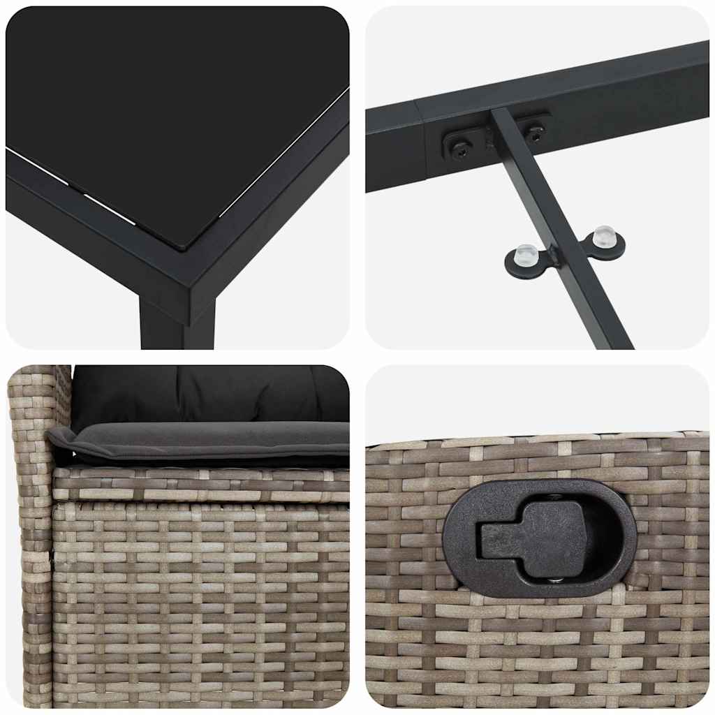 Have Spisebordssæt med pude 5 pcs Grå polyrattan