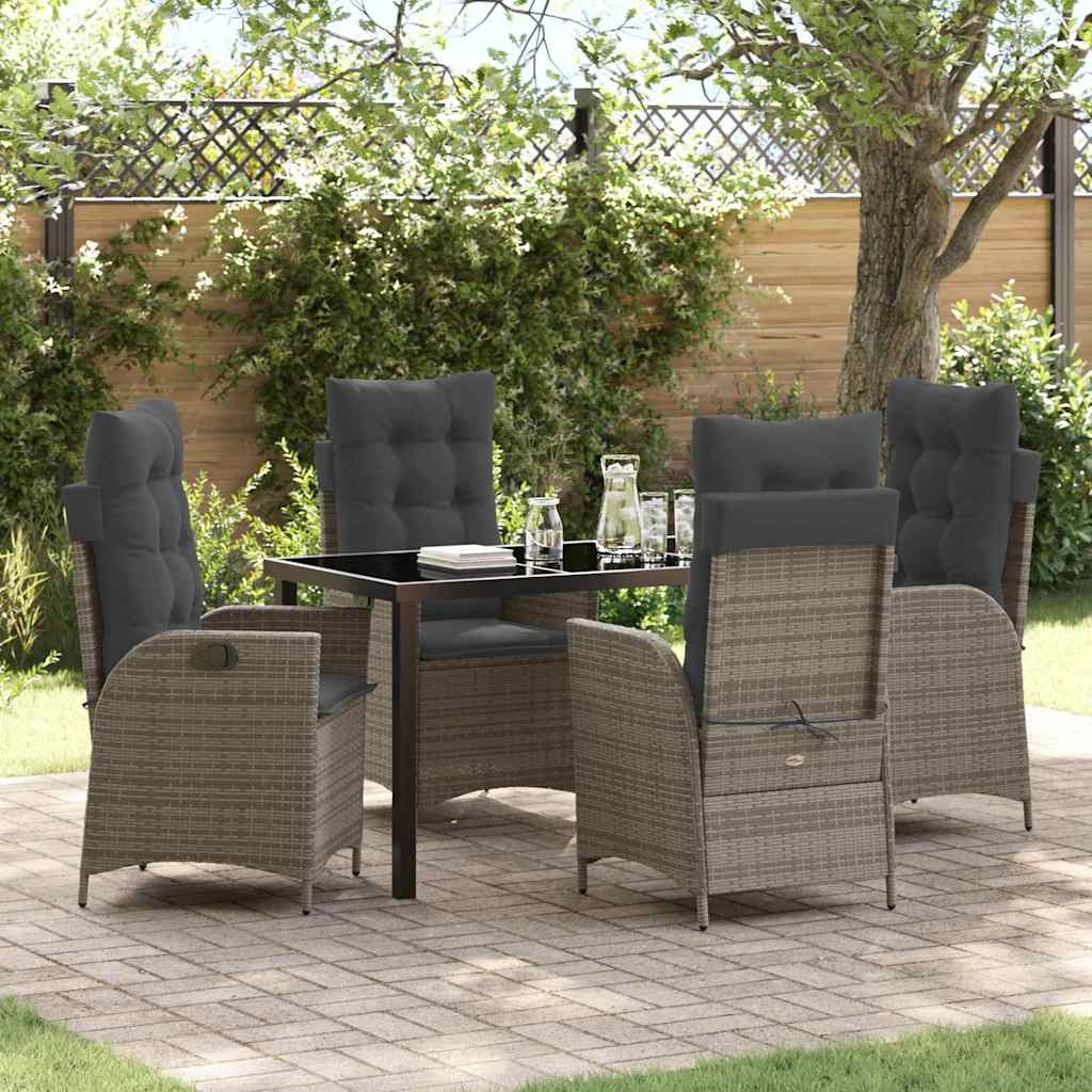 Have Spisebordssæt med pude 5 pcs Grå polyrattan