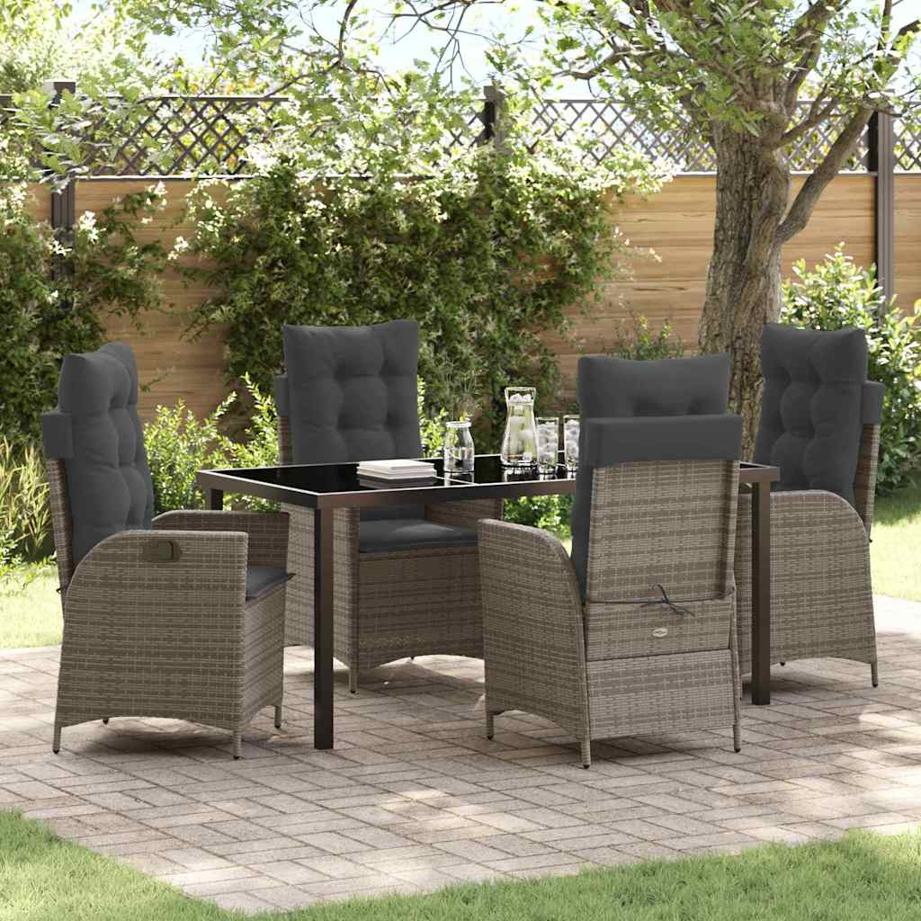 Have Spisebordssæt med pude 5 pcs Grå polyrattan