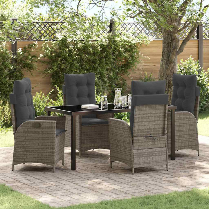 Have Spisebordssæt med pude 5 pcs Grå polyrattan