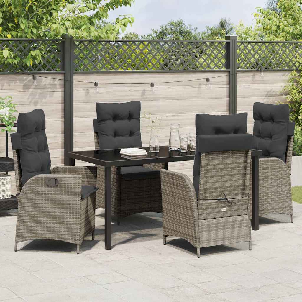 Have Spisebordssæt med pude 5 pcs Grå polyrattan