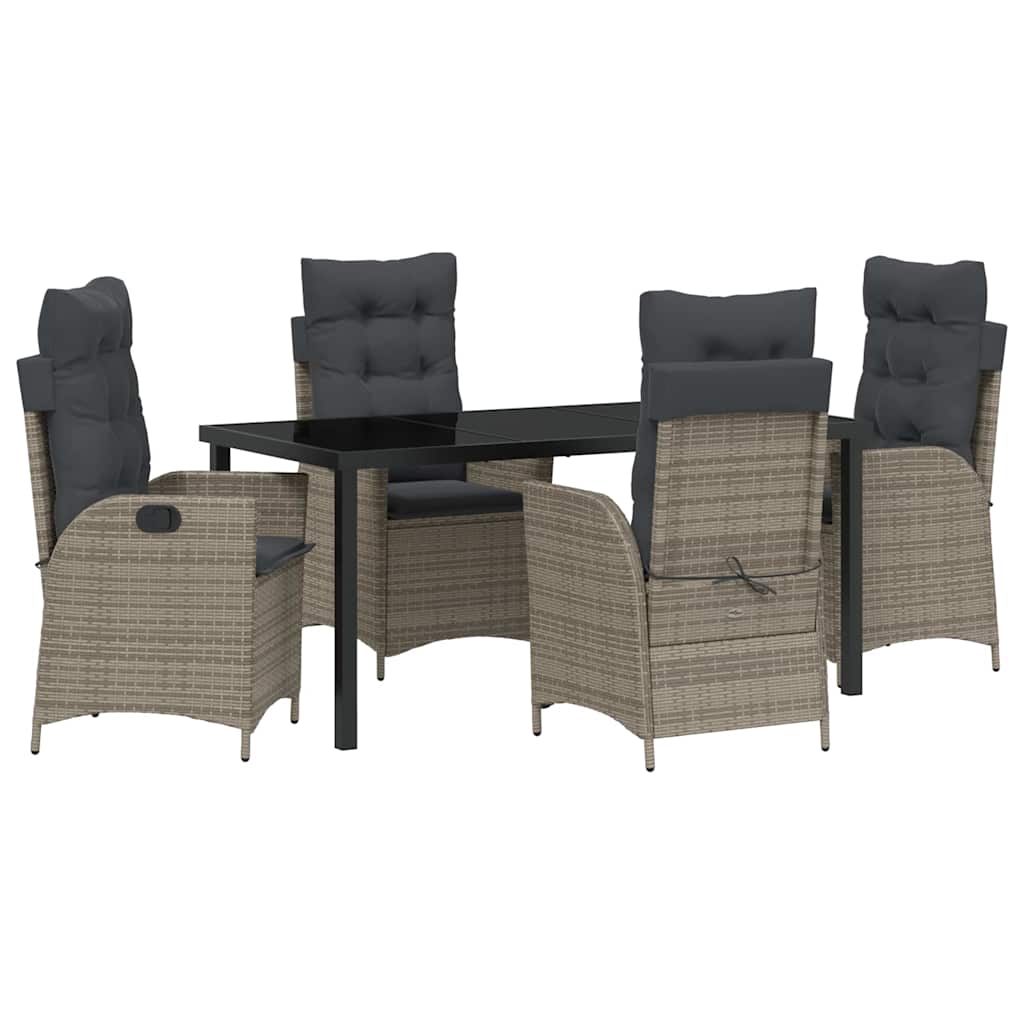 Have Spisebordssæt med pude 5 pcs Grå polyrattan