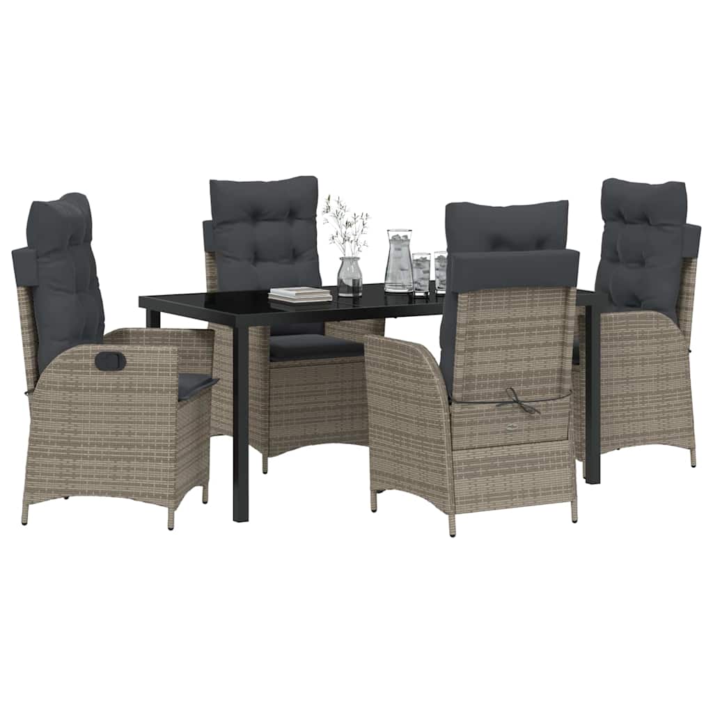 Have Spisebordssæt med pude 5 pcs Grå polyrattan