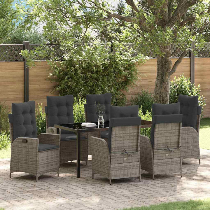 Have Spisebordssæt med pude 7 pcs Grå polyrattan