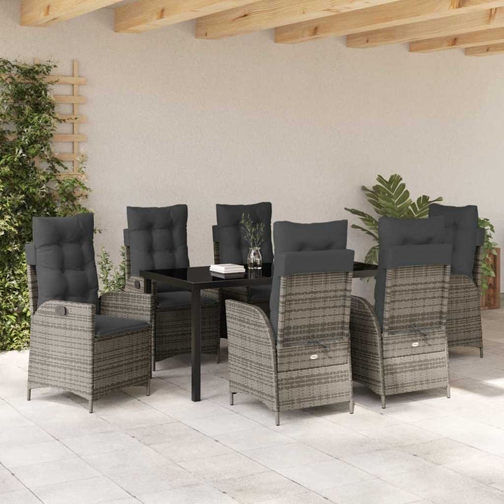 Have Spisebordssæt med pude 7 pcs Grå polyrattan