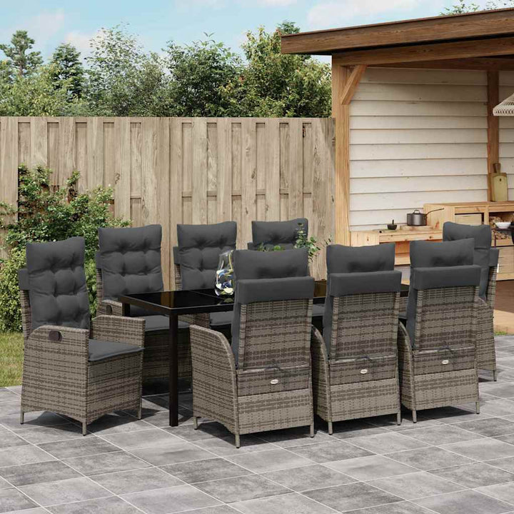 Have Spisebordssæt med pude 9 pcs Grå polyrattan