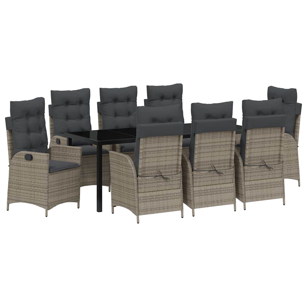 Have Spisebordssæt med pude 9 pcs Grå polyrattan