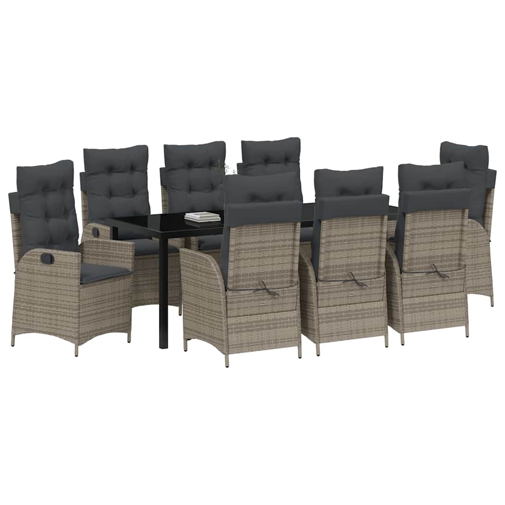 Have Spisebordssæt med pude 9 pcs Grå polyrattan