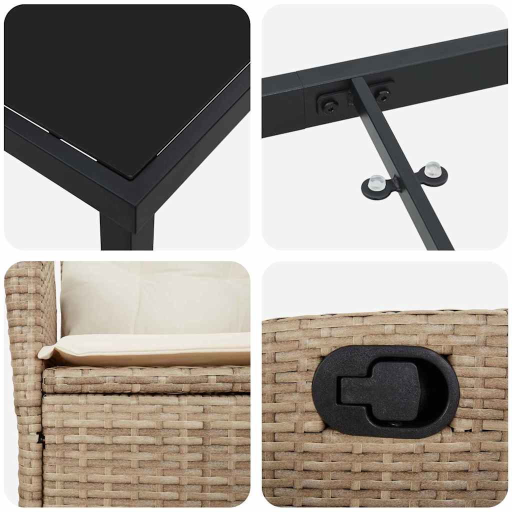 Have Spisebordssæt med pude 3 pcs Beige polyrattan