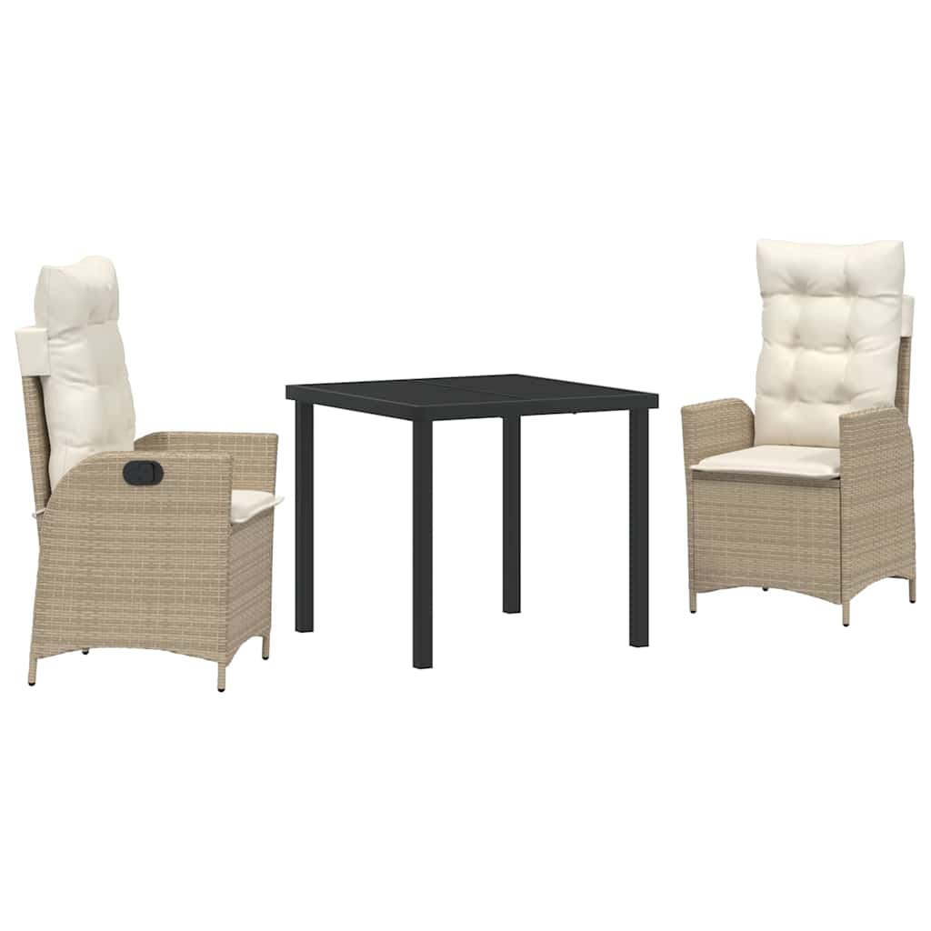Have Spisebordssæt med pude 3 pcs Beige polyrattan