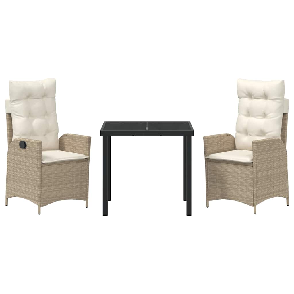 Have Spisebordssæt med pude 3 pcs Beige polyrattan